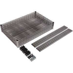 Kit de démarrage Alera à quatre étagères 48L x 18P x 72H Noir Anthracite, étagères métalliques pour rangement de chaussures, en acier inoxydable et plastique, pour salon - Product Image 1