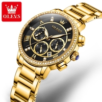 OLEVS 9976 Mignonne montre à quartz femme Offre Spéciale Bracelet en acier inoxydable étanche Chronographe Simple Montre-bracelet décontractée