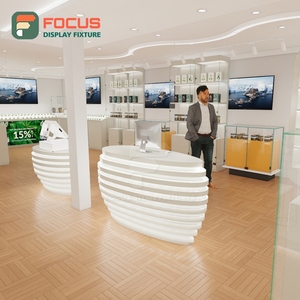 Tall Smoke Shop Display Cabinet Wood Glass Showcase Counter LED Lighting Tobacco Display Cabinet - Product Image 4