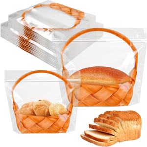 <b>Clear</b> Plastic Reusable Zipper Bread Loaf Packaging <b>Bags</b> with Handle for Freshness Preservation - Product Image 5