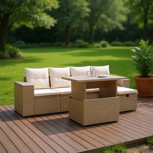 <b>Rattan</b> Garden <b>Sofa</b> Set 4 Seater With Cushions Outdoor Furniture Contemporary Design - Product Image 2