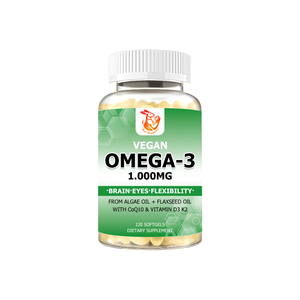 Compléments alimentaires naturels à base de plantes les plus vendus avec vitamine K2 et coenzyme Q10 pour soutenir le bien-être cérébral et cognitif, oméga 3 végétaliens en gélules souples - Product Image 1