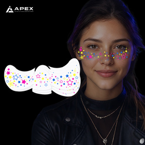 <span class=keywords><strong>Tatouage</strong></span> facial néon trois couleurs Magenta Jaune Bleu Étoile 12 motifs 162x55mm - Product Image 1