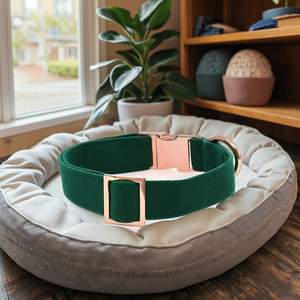 ملابس رقبة للكلاب من البوليستر والأخضر الداكن الفاخر العصري ذهبي/ذهبي وردي معدات معدنية ذات نمط صلب تتميز بأضواء - Product Image 6