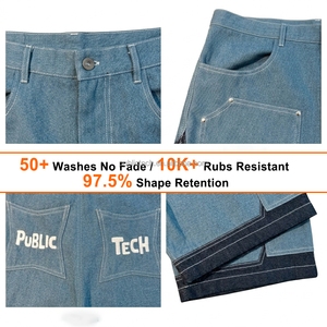 Private Label <b>Shorts</b> Manufacturer Custom Distressed Denim Jorts Patchwork Embroidery Vintage Baggy Acid Wash Denim <b>Shorts</b> Men - Product Image 2
