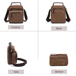 Bolso bandolera de lona cuadrado verde de color sólido, bandolera pequeña para hombre - Product Image 4
