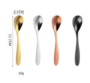 Cuchara para helado de acero inoxidable 304, color negro, rosa, dorado y plateado, logotipo personalizado, cuchara pequeña de Metal para té, postre, pastel, café, cucharas agitadoras - Product Image 1