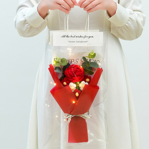 Ramo de hilo de rosas de punto Producto terminado de girasol hecho a mano para enviar <span class=keywords><strong>flores</strong></span> de simulación de regalo - Product Image 2