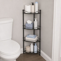 Étagère d'angle de douche en métal BX, support de douche autoportant avec crochets pour salle de bain