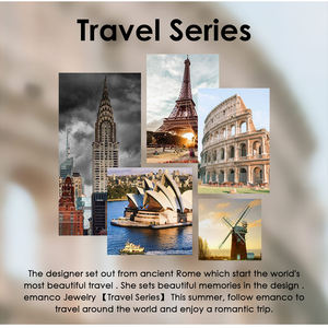 Colliers en acier inoxydable avec pendentif en forme de disque de 9 mm gravé de symboles de bâtiments célèbres : moulin à vent, tour Eiffel, Big Ben, Torre di Pisa - Product Image 6