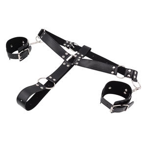 SMアダルトボンデージウェアラブルパンティーストラップ、手錠遅延コックリングレザー純血種ベルト男性用 - Product Image 5