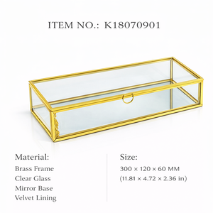 Boîte à bijoux en verre rectangulaire <span class=keywords><strong>d</strong></span>écorative avec cadre en laiton soudé à la main, verre transparent, <span class=keywords><strong>d</strong></span>écoration <span class=keywords><strong>d</strong></span>'intérieur - Product Image 2