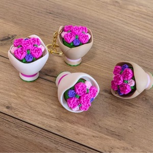 Juguete Promocional Impreso en 3D, Colgante de Rosa con Forma de Ramo de Primavera para Aliviar el Estrés, Clicker de Dedo, Accesorio para Bolsos - Product Image 1