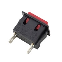 Interrupteur à bascule momentané plat 15*21mm KCD1-101 2 broches sans verrouillage à retour automatique rouge 6A 250V pour le contrôle de l'alimentation des équipements