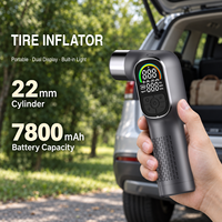 Pompe à air pour voiture ABS 12V à gonflage rapide, lumière d'urgence, gonflage des pneus de voiture, sans fil, portable, affichage numérique, rechargeable