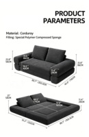 Canapé-lit modulaire pliable compressé sous vide, ensemble matelas double 3-en-1 personnalisé en éponge pour petit appartement