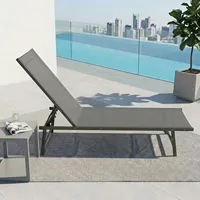 Chaise longue d'extérieur en aluminium avec tissu Teslin pour patio et bord de piscine