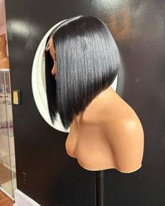 Nuevo estilo moda Bob asimétrico nuevo estilo corte A-Line Bob Peluca de cabello humano lujo en ángulo Bob encaje Frontal cierre pelucas para mujeres - Product Image 5