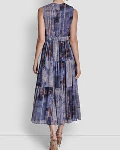 เดรสชีฟองพลีทผูกเอว ทรงเมกะฟิต เอวยางยืด  งานฝีมือ  ผ้าโปร่ง  ลายพิมพ์ฤดูร้อน  ระบายอากาศได้ดี  ซักได้  ความยาวปานกลาง - Product Image 5