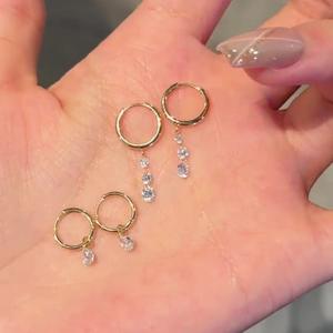 Boucles d'oreilles pendantes en argent sterling S925, exquises, en forme de goutte d'eau, avec franges de diamants, inspirées de la pluie d'étoiles, bijoux de mode tendance et raffinés - Product Image 1