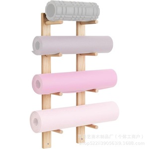 Wooden Yoga Mat <b>Storage</b> Rack 4 Layers <b>Wall</b> Mounted For Gym Studio Fitness Equipment - Product Image 2