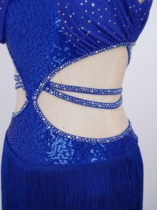 Vestido de Danza Latina con Flecos Brillantes para Mujer, Ropa de Alto Rendimiento para Competencia de Danza Latina - Product Image 4