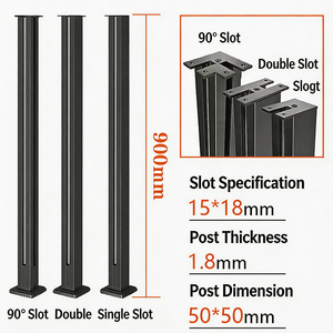 Poteau de balustrade en aluminium sans perçage, aspect acier inoxydable, design à rainure intérieure, pour main courante d'escalier, balustre de sécurité pour balcon, terrasse, patio - Product Image 2