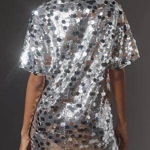 Nuevo Vestido Corto de Lentejuelas para Mujer, Cuello Redondo, Cintura Holgada, Vestido de Fiesta para Vacaciones - Product Image 5