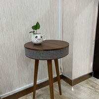 Haut-parleur média intelligent design de luxe table basse ronde en bois avec boîtes à cadeaux avec charge USB sans fil pour l'extérieur et les cadeaux