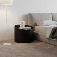 Table de chevet moderne en bois massif multicouche, faite à la main, avec 1 tiroir et placage extérieur, pour chambre à coucher et salon