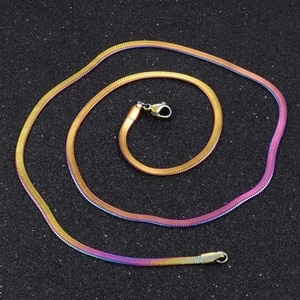 Cadena Plana de Acero Inoxidable de 3mm de Ancho, Color Dorado, Impermeable, Tipo Serpiente, para Hombre, en Varias Longitudes - Product Image 4