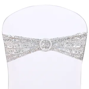 Silver Sequin chair Sash for Wedding Party Events