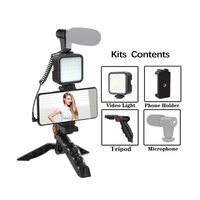 Accessori professionali con microfono e luci LED treppiede portatile Vlog Youtube Kit per telefono