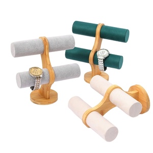 Expositor de Joyería de Bambú de Doble Capa en Forma de Arco <span class=keywords><strong>para</strong></span> Pulseras, Collares, Cintas <span class=keywords><strong>para</strong></span> el Cabello, Anillos <span class=keywords><strong>para</strong></span> el Cabello y Relojes, Modelo ZS3321, Venta al Por Mayor - Product Image 4