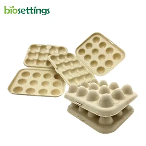 Biodegradable Paper Quail Egg Tray Carton Sugarcane Bagasse Quail Eggs Box 12 Holes Boxes For Quail Eggs