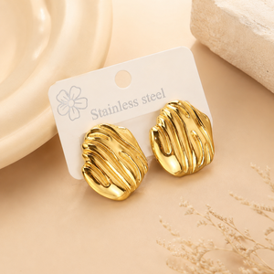 Boucles d'oreilles tendance punk en acier inoxydable, géométriques irrégulières, effet brillant, bijoux de mode - Product Image 4