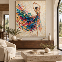 Peinture à l'huile abstraite côtière, vague océanique turquoise, toile texturée, art mural pour maison de plage, décoration de salon méditerranéen