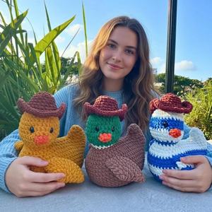 ตุ๊กตาสัตว์ผ้าฝ้ายถักโครเชต์ขนาดใหญ่ทำด้วยมือพร้อมหมวกผ้าคอตตอน PP - Product Image 6