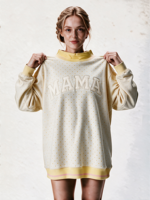 Sweat-shirt léger pour femme à pois, col montant, longueur allongée, avec logo brodé personnalisé