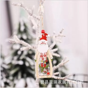 Wooden Snowman Hanging <b>Ornament</b> Full Color Hand Painted Christmas <b>Tree</b> Decoration Rectangle Shape Factory Wholesale - Product Image 2