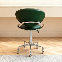 Tabouret de pédicure en cuir pour salon de beauté, design spécial, avec dossier et 5 roulettes