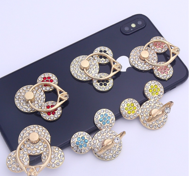 Mickey Mobile Phone Ring Holder, Full Metal Ring Buckle New Arrival Anti-fall Mobile Phone Mickey Head Creative Holder