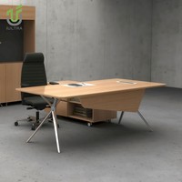 IULTRA Boss Table de bureau moderne en forme de L, bureau de direction de luxe, dessus en verre noir, accents chromés