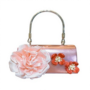 New Cross-border Design <b>Square</b> PU Flower Hand Bag Wedding Birthday Evening Cover Closure Style Shoulder Crossbody Tanjing - Product Image 1