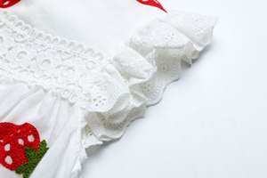 Robe d'été pour fille, best-seller, motif fraise brodé, style princesse, sans manches, col rond en dentelle - Product Image 6