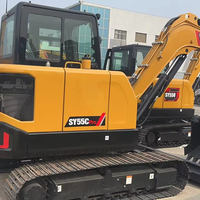 Mesin Penggalian Tanah Berkinerja Tinggi Terlaris, Excavator Crawler SY55C Kapasitas Bucket 0.21m³ untuk Penggalian dan Pemindahan Tanah
