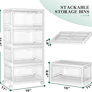 Factory Modern <b>Rectangle</b> 4 Packs Multifunctional Folding for Acrylic Storage <b>Bin</b> with Easy Assembly for Desk Use - Product Image 6