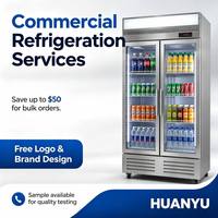 Réfrigérateur vertical commercial 300L à porte vitrée, refroidissement par air, affichage LED, refroidisseur de bière, verrouillage de porte mécanique