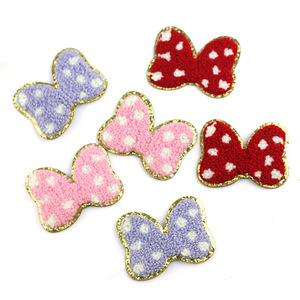 Parches bordados de chenilla para ropa y Bolsa, Lazo y castillo con purpurina dorada, DIY - Product Image 2