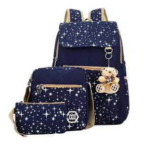 Personalizado de alta calidad nuevo estilo al por mayor de moda lienzo 3 juegos de mochila escolar - Product Image 2